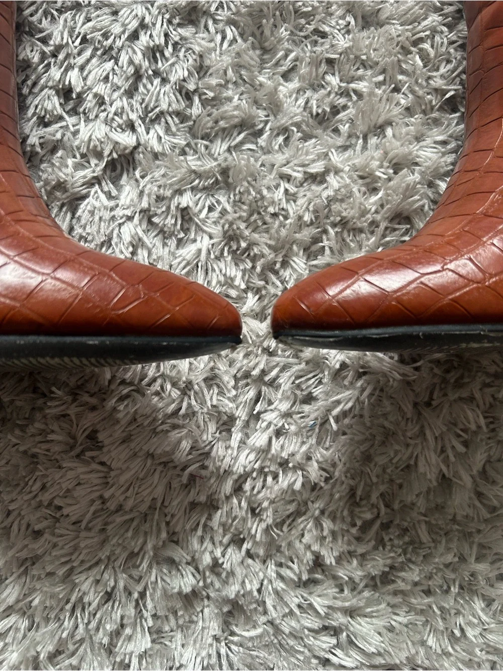 Women's Brown Croc-Embossed Over-the-Knee Boots